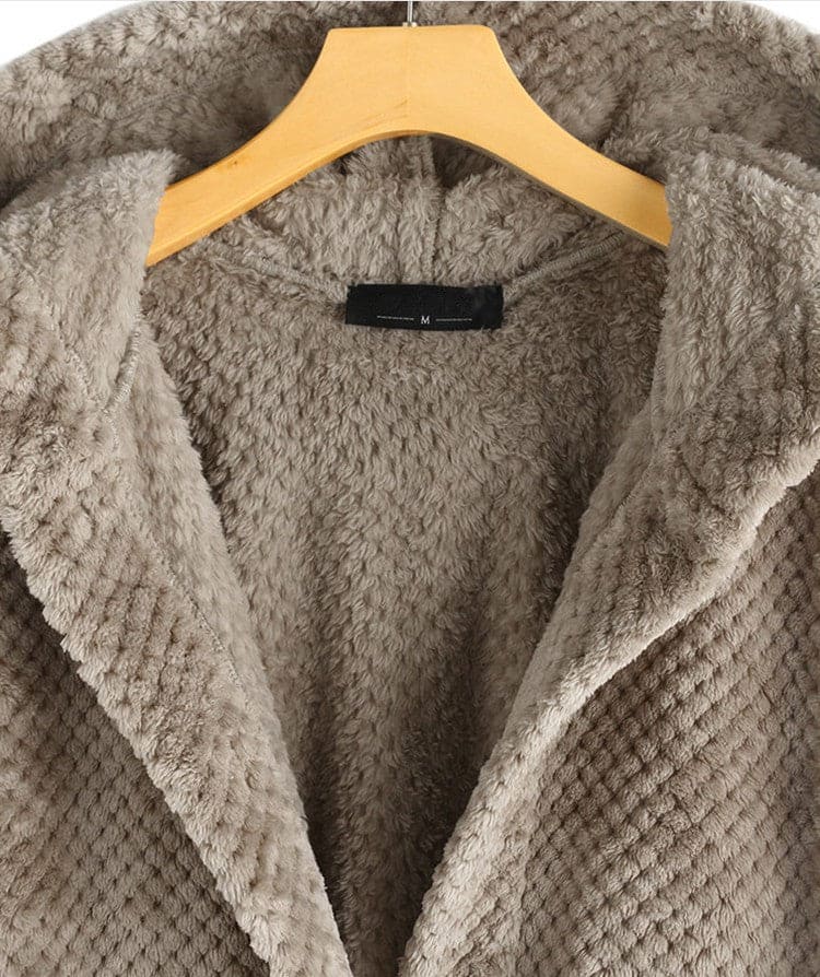 Women's Fashion Temperament Pure Color Hooded Double Sided Velvet Sweatshirt Coat - 313etcetera404