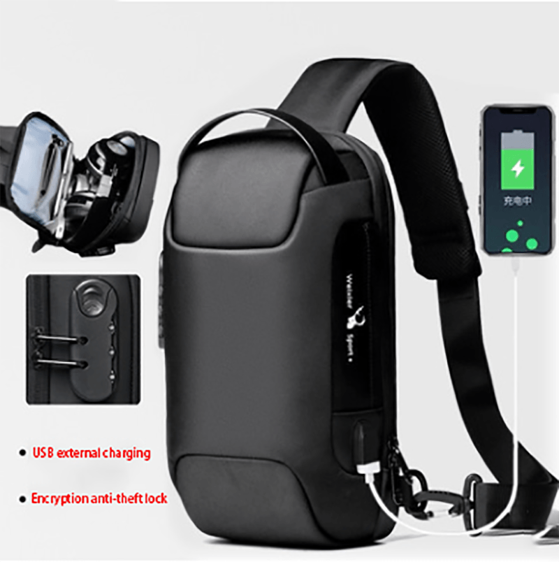 Waterproof USB Anti-theft Bag Men Oxford Crossbody Shoulder Bag Sling Multifunction Short Travel Messenger Chest Pack - 313etcetera404