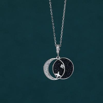 S925 Sterling Silver Star Moon Necklace - 313etcetera404