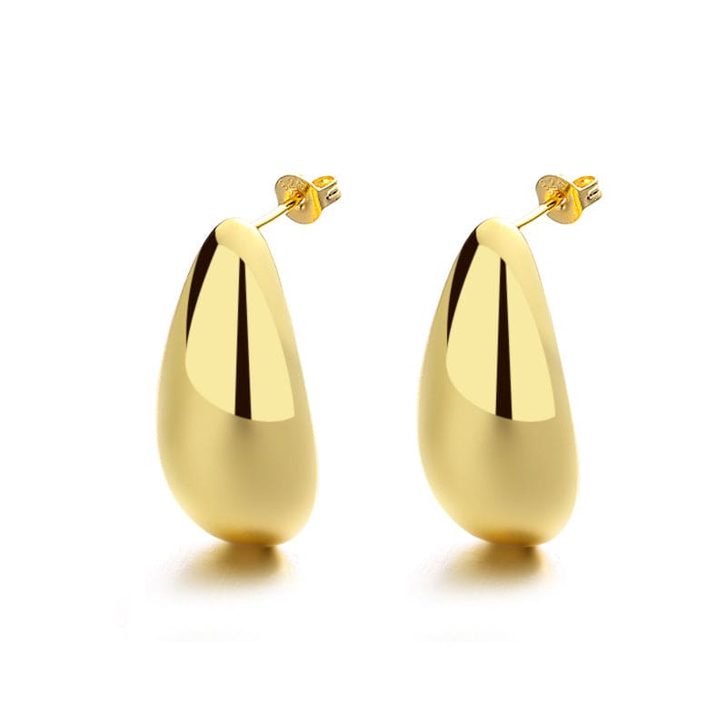 Water Drop Glossy 16k Real Gold Plating Simple And Elegant Earrings - 313etcetera404