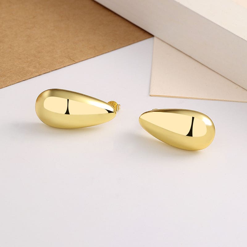 Water Drop Glossy 16k Real Gold Plating Simple And Elegant Earrings - 313etcetera404