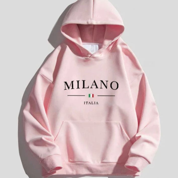 Loose Fitting Hoodie Fleece Lined Solid Color Hoodie Milano Italy - 313etcetera404