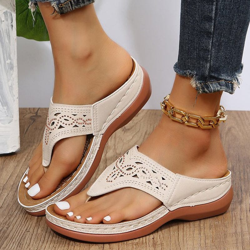 Clip Toe Wedge Sandals Women Summer Flip Flops Slippers Beach Shoes - 313etcetera404