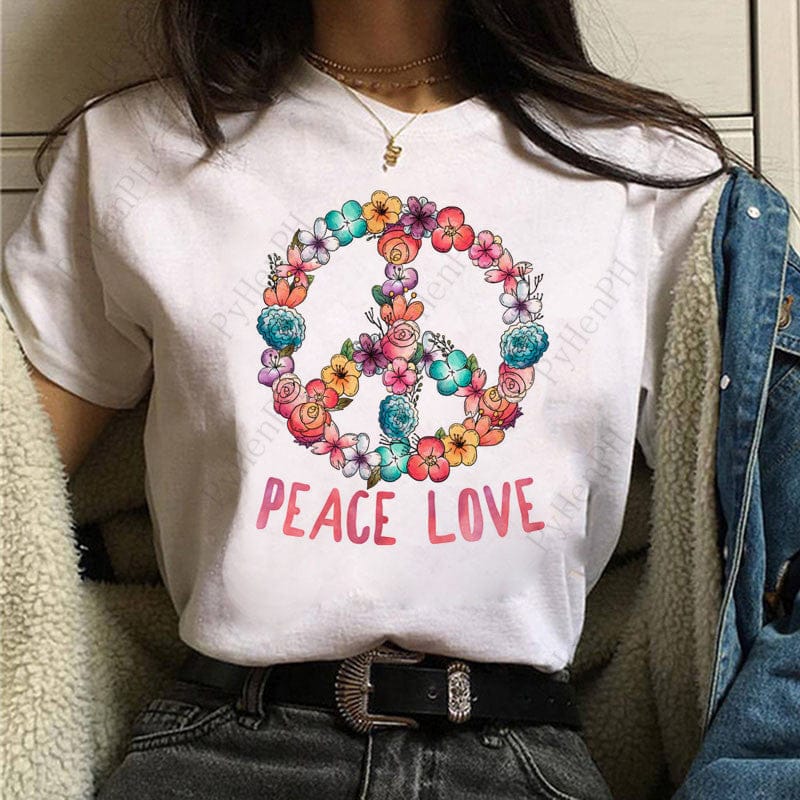 Ladies Fun Peace Love Novelty Unique T-Shirt Gift For Her - 313etcetera404