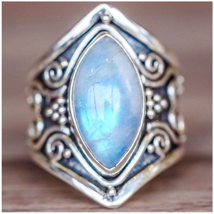 Antique Silver Vintage Moonstone Ring Gift For Her Handmade Jewelry - 313etcetera404