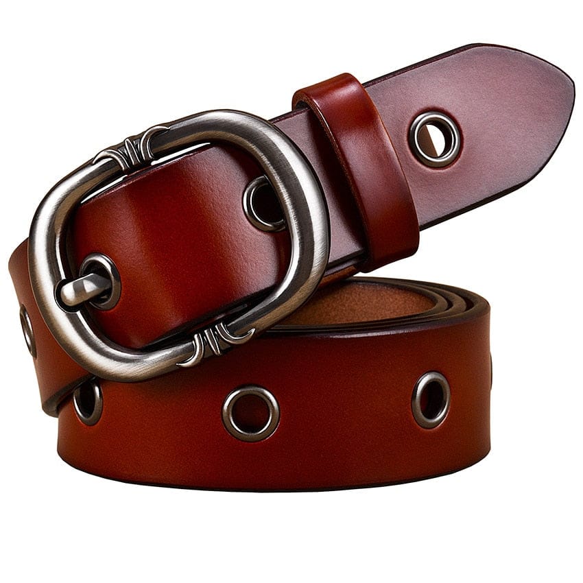 Fashion Metal Hollow Genuine Leather Belts Quality Pin Buckle Waist Strap - 313etcetera404