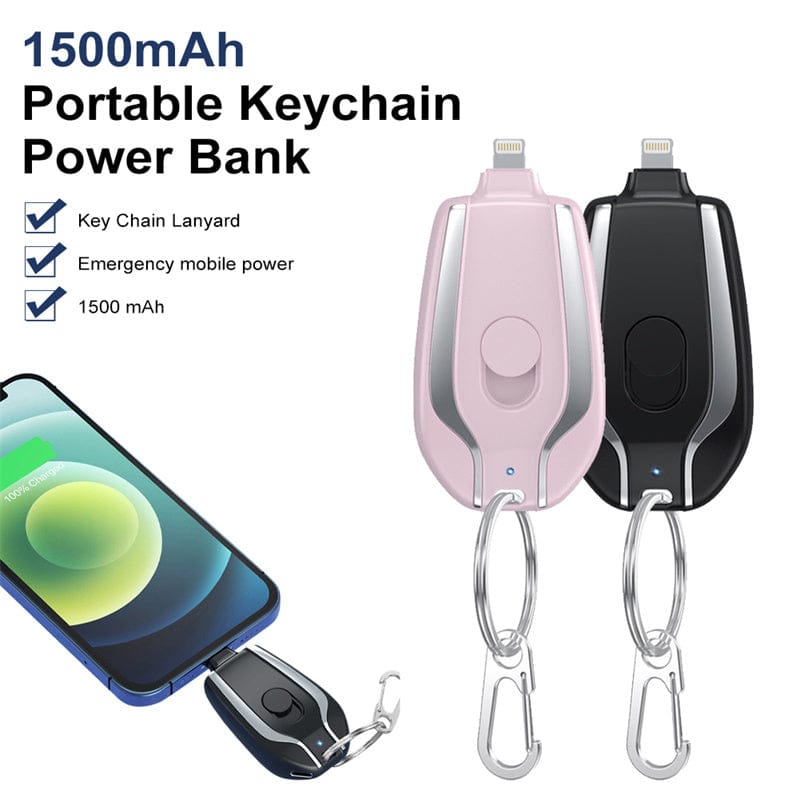 1500mAh Mini Power Emergency Pod Keychain Charger With Type-C Ultra-Compact Mini Battery Pack Fast Charging Backup Power Bank - 313etcetera404
