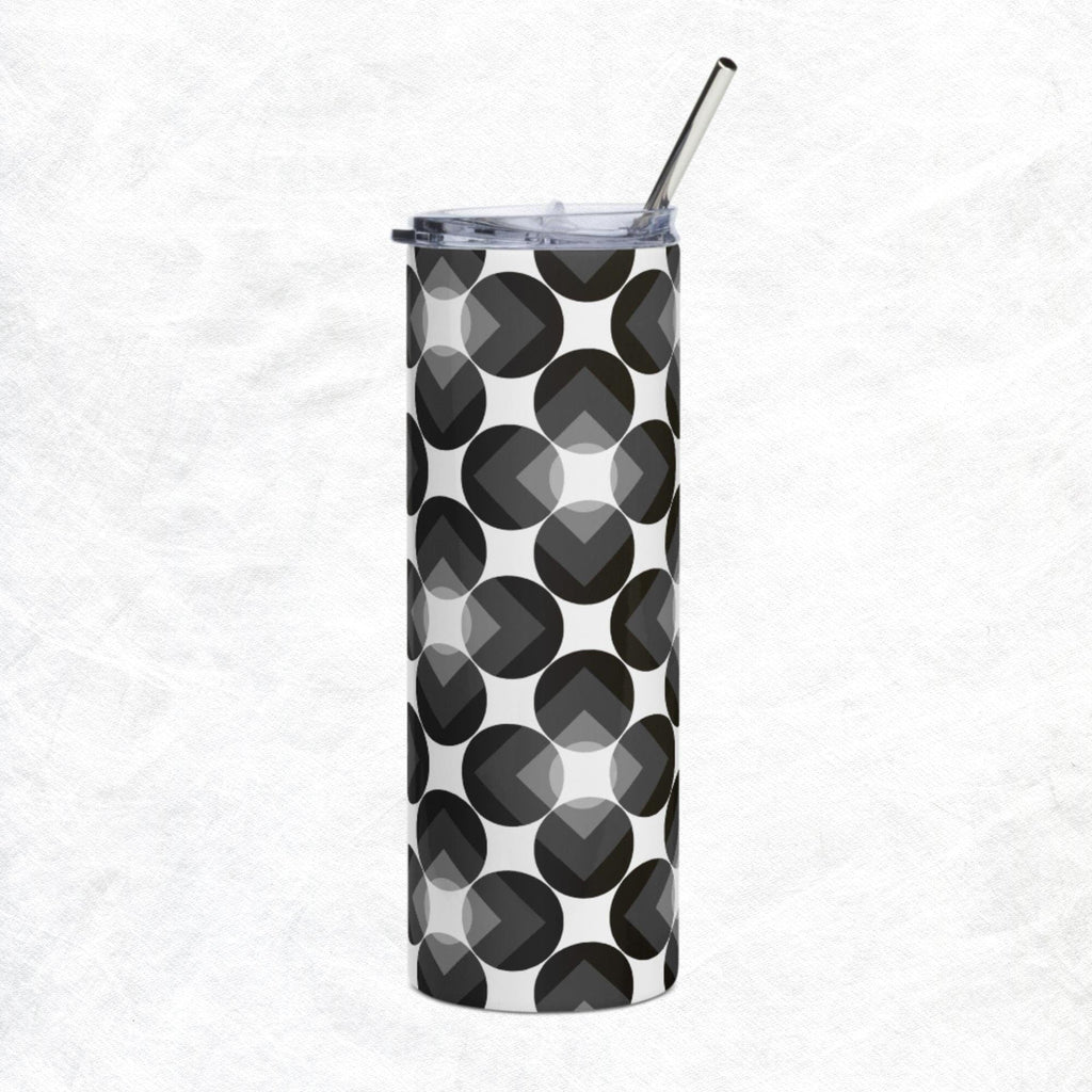 Black White Tumbler With Lid & Straw - 313etcetera404