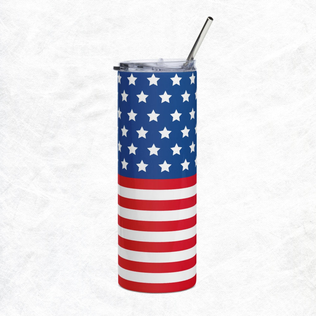 Stars Stripes Tumbler With Lid & Straw - 313etcetera404