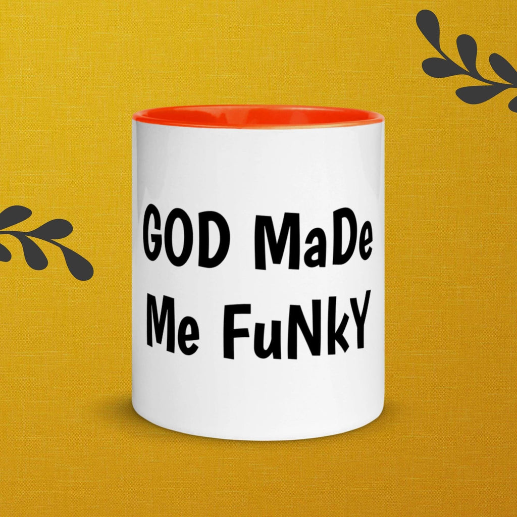 God Made Me Funky Coffee Mug with Color Inside House Music - 313etcetera404