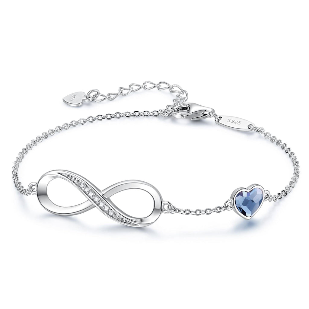 Silver Heart Shape Infinity Symbol Bracelet Rhinestone - 313etcetera404