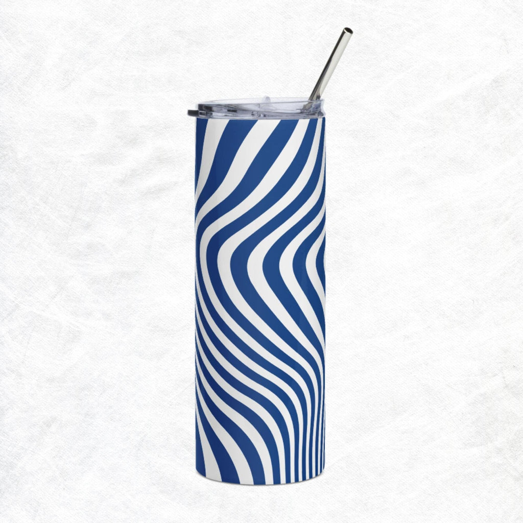 Striped Tumbler With Lid & Straw - 313etcetera404