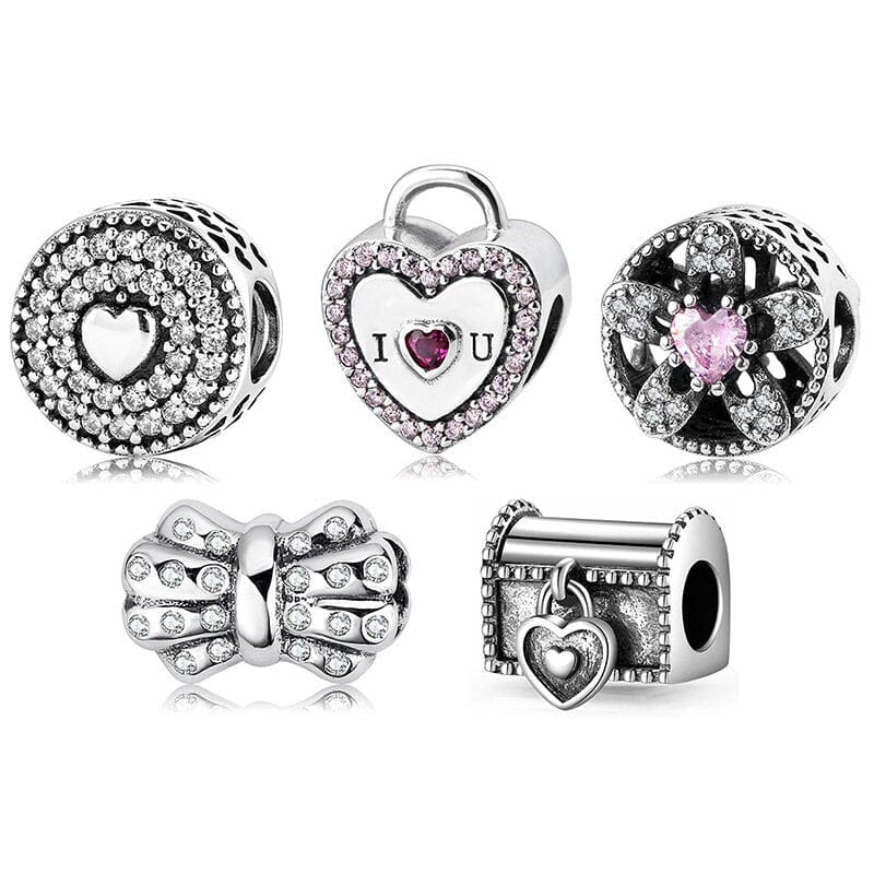 S925 Sterling Silver Charms Valentine's Heart Love Loose Beads Gifts - 313etcetera404