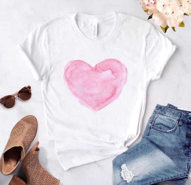 Ladies Valentine's Day T-Shirt Heart Love Gift For Her - 313etcetera404