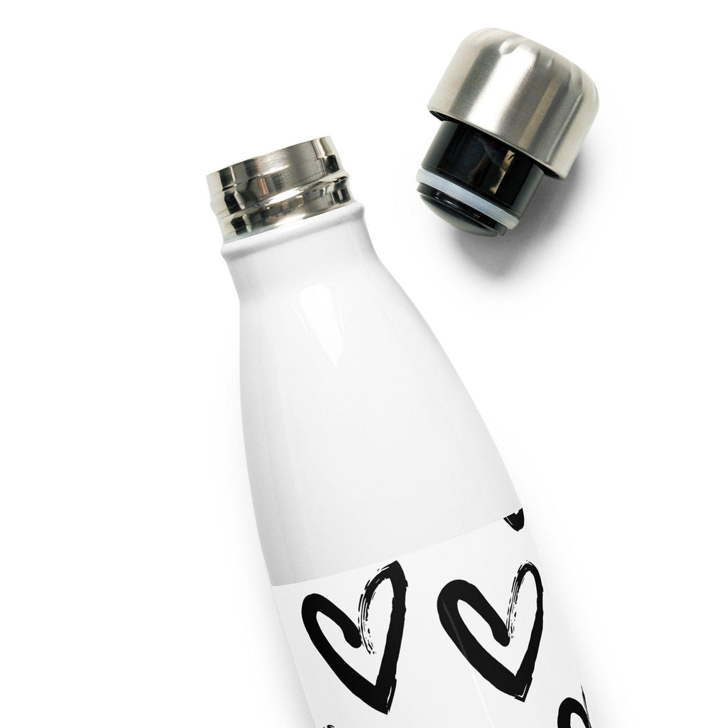 Black Heart Valentine Fun Love Novelty Gift Stainless Steel Water Bottle - 313etcetera404