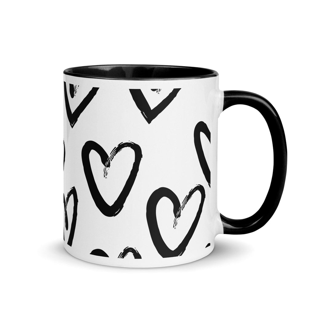 Black Heart Valentine Fun Love Novelty Gift Mug with Color Inside - 313etcetera404