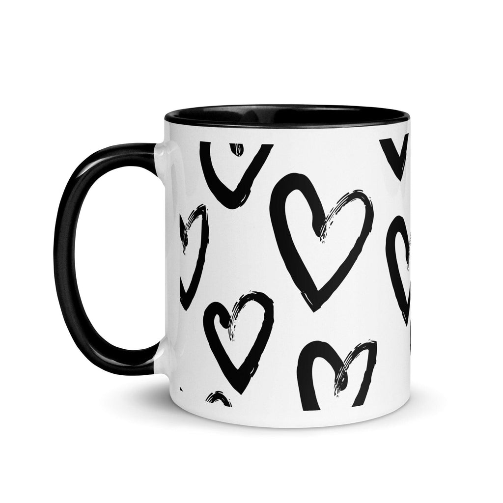 Black Heart Valentine Fun Love Novelty Gift Mug with Color Inside - 313etcetera404